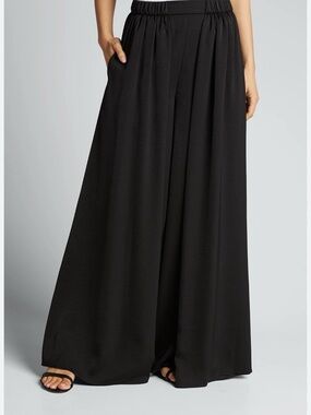 Kobi Halperin Black Tie-Front Long Sleeve Blouse  and Wild legs Trouser  Size M